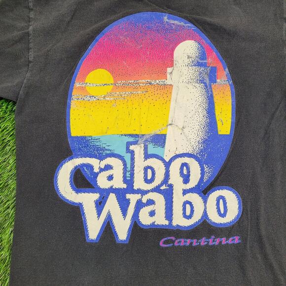 Vintage 90s Cabo-Wabo Cantina Shirt Women Medium 18x25 Black - Picture 9 of 14